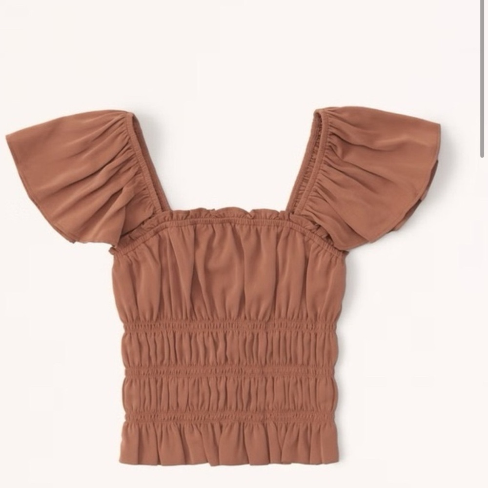 Abercrombie & Fitch Flutter Sleeve Smocked Top